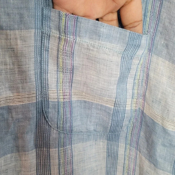 Tommy Bahama Men's Button-Up Shirt Size XL Multicolor Plaid Linen Short Sleeve - Picture 5 of 9